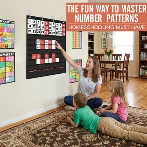 Tableau de poche avec plus de 100 poches, 120 cartes recto-verso, apprentissage des mathématiques, tableau noir pour la salle de classe, comptage pour enfants - Product Image 5