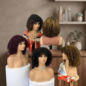 Letsfly Promotion $53 Short for <b>Pixie</b> Curl <b>Wig</b> 250gram 14 Inch Bob <b>Wig</b> with Bangs Fringe Featuring Remy Brazilian - Product Image 1