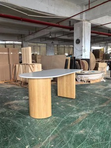 Mesa de comedor de madera maciza, mesa de negociación de oficina moderna, mesa de Península ovalada sencilla para el hogar, muebles para el hogar, juegos de comedor - Product Image 4