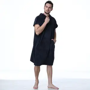 New Design Supplies Eco-Friendly 100% Cotton Ultra Absorbent Hooded Robe Surf Poncho Free Terry Beach Towel Poncho