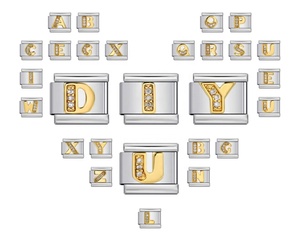 Custom Name Wholesale Charms Bracelet Gold Color 26 English <b>Letters</b> A-Z DIY Stainless Steel Charms Bracelet Links Jewelry Gifts - Product Image 1