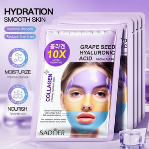 Masque facial hydrogel au collagène, à l'acide hyaluronique et aux pépins de raisin SADOER, format voyage, produit de beauté, marque privée OEM - Product Image 3