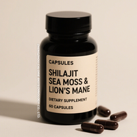 Capsules de Shilajit, de Lion's Mane et d'algues marines 6000mg, complément alimentaire pour l'immunité et l'énergie, SHILAJIT, ALGUE MARINE ET CHEVEUX DE LION, capsules