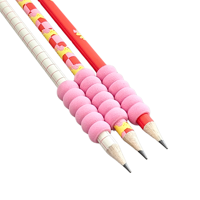 Lot de 3 crayons en graphite HB mignons à motif de dessin animé avec gomme intégrée, prise en main facile, pour enfants, étudiants, fournitures scolaires, papeterie d'écriture
