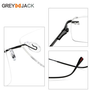 Me2026 Gafas de Sol Rectangulares de Metal sin Montura para Hombre, Lentes Transparentes Anti UV, Estilo Ejecutivo para Visión de Cerca - Product Image 2