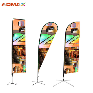 لافتة ألومنيوم خارجية للترويج والفعاليات، علم شاطئ إعلاني مخصص، مجموعة أعلام ريشية ودمعية الشكل مع طباعة الشعار - Product Image 1