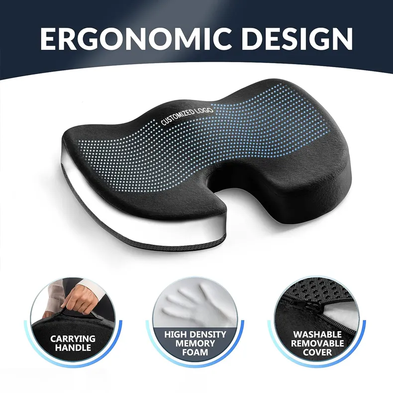 Ergonomia Gel Enhanced Almofada Do Assento Travesseiro Cadeira De Escritório Pad Coccyx Ortopédica Memória Espuma Almofada Do Assento De Carro para Tailbone Dor