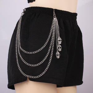 Skull Waist <b>Chain</b> Triple Layer Metal Punk Body <b>Chain</b> Unisex Fashion Accessory Daily Wear Zinc Alloy Decorative Jewelry - Product Image 1