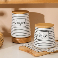 Service tout-en-un : Boîte à thé personnalisée OEM rapide, pot à café, sucre et thé de luxe en céramique avec couvercle en bambou, ensemble de boîtes en céramique