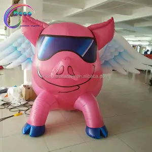 Event Advertising Pig Cartoon Inflatable Customized Cute Pink Inflatable Pig With Wing