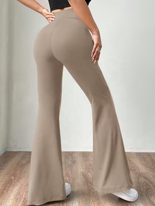 Women's Naked Solid Plus Size Yoga Pants American Style Micro-Horn High Waist Slimming Hip-Lifting Sports Fitness Casual Pants - Product Image 4