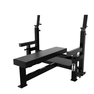 Rack Combinado de Powerlifting para Gimnasio Comercial con Banco Plano de Competición Resistente y Banco Plano Ajustable para Sentadillas y Press de Banca con Carga de Discos - Product Image 1
