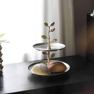 Bandeja de pastel de plata de doble capa de diseño moderno, bandejas de servicio ecológicas <span class=keywords><strong>para</strong></span> cocina o restaurante, venta al por mayor de fábrica - Product Image 5