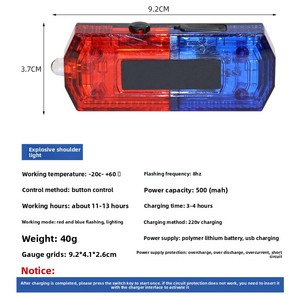 <span class=keywords><strong>Signal</strong></span> lumineux LED rechargeable à pince pour l'épaule Matériau ABS Patrouille de nuit Extérieur Course de nuit Sauvetage Trafic clignotant - Product Image 5
