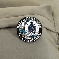 Pin de Esmalte Hello Darkness My Old Friend, Letras de Música Folk, Broche Gótico con Diseño de Murciélago y Flor, Insignia de Solapa, Venta al por Mayor