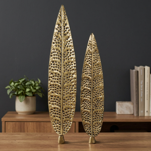 Decoración de Pared con Hojas de Latón, 2 Piezas, Arte Bohemio Hecho a Mano, Diseño Floral Botánico - Product Image 2