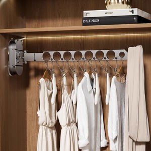 Wall Mounted Telescopic Clothes <b>Drying</b> <b>Rack</b> Single Bar Foldable Indoor Balcony Use Clothing Organizer - Product Image 3