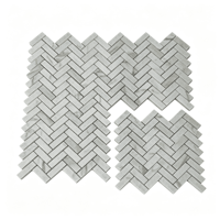 Plaque de mosaïque en marbre blanc à chevrons, 303x325mm, épaisseur 10mm, pour décoration murale intérieure, meubles de salle de bain