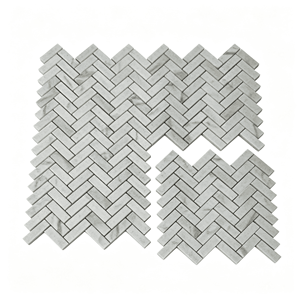 Lámina de mosaico de mármol blanco en espiga, 303x325mm, 10mm de grosor, para decoración de paredes interiores y muebles de baño - Product Image 4