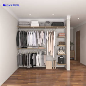 Armoire murale sur mesure en bois massif de 2,4 mètres, style ouvert moderne, pour la maison et la salle à manger, gain de place - Product Image 5