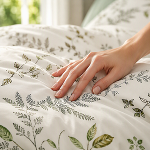 Juego de Ropa de Cama de Algodón con Diseño Botánico, Color Verde Salvia y Blanco, para B&B, Envío Directo desde la UE, Polonia - Product Image 5