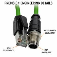 Conector M12 de 8 Pines, Código X, Macho y Hembra, RJ45, Cable Flexible Industrial Profinet EtherCAT Ethernet, Arnés Electrónico