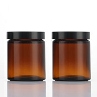 Pot en verre givré brun à parois droites, vide et personnalisable, de 2oz, 4oz, 5oz, 6oz, 8oz, 16oz, avec couvercle noir mat, pour le stockage d'aliments, de miel et de bonbons