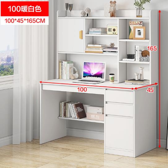 Student Computer Desk Bookshelf Integrated with Perforated Board for Home Office or Children's Learning Desk