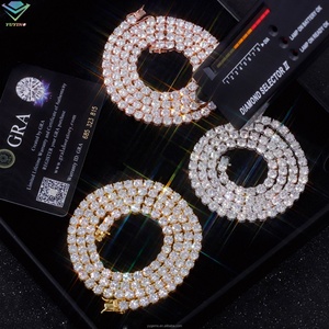 Pulsera de Cadena de Tenis con Moissanita VVS de 2 mm, Chapada en Oro Amarillo de 18 Quilates y Plata 925, para Joyería Hip Hop - Product Image 6