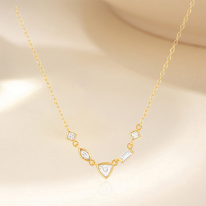 Collar de Plata de Ley 925 con Estrella de Ocho Puntas, Zirconia Geométrica, Chapado en Oro de 18k, para Uso Diario - Product Image 3