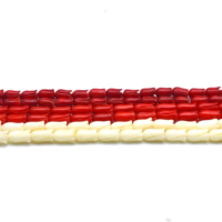 Perles de pierre de corail en forme de fleur de tulipe rouge blanc à facettes naturelles de 4*6mm pour la fabrication de bijoux