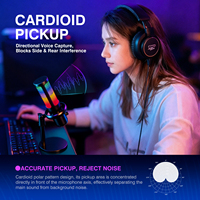 Microphone à condensateur 2S Pro AI Type-C RGB avec réduction de bruit IA et réverbération OTG pour PC, Android, streaming, podcast et gaming