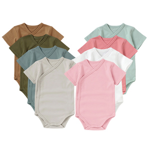 ชุดบอดี้สูทเด็กอ่อนแขนสั้นผ้าฝ้ายออร์แกนิค 100% แบบกิโมโน ชุดรอมเปอร์เด็กทารก ผ้าฝ้าย ลดราคา - Product Image 1