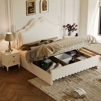 JY-B418 lit double king size surdimensionné de 2m de luxe américain avec cadre en bois massif français lit queen size de luxe léger-chambre à coucher rembourrée