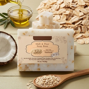 Base de savon à faire fondre à l'<span class=keywords><strong>avoine</strong></span> 10lb, infusée aux huiles <span class=keywords><strong>d</strong></span>'olive et de coco biologiques, pour soins doux de la peau, matière première artisanale DIY, base de savon à l'<span class=keywords><strong>avoine</strong></span> - Product Image 1