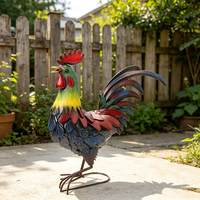 Statue de coq en fer de style campagnard pour décoration extérieure, jardin, pelouse, art paysager