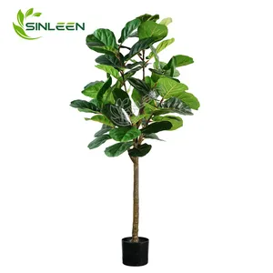 Fiddle Leaf Faux Tree Casa Falso Bonsai Ficu Lyrata Decoração Para Venda Verde Interior Fig Plant Artificial