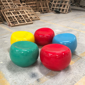 Fiberglass Round <b>Garden</b> <b>Stool</b> Outdoor Durable Park Chair Modern Design Contemporary Style - Product Image 2