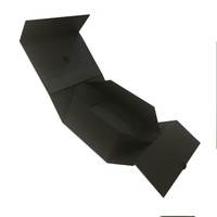 Boîte-cadeau en papier pliable de grande chaussure noire personnalisée avec fermeture d'emballage en carton conçue avec logo écologique