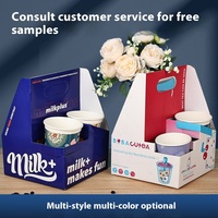Boîtes à emporter auto-établissantes en papier kraft brun avec poignée, options de couleur et logo personnalisés, recyclables, taille sur mesure pour boissons chaudes