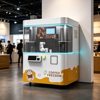 Robot barista automatique à bras unique avec impression d'image personnalisée sur la surface du café
