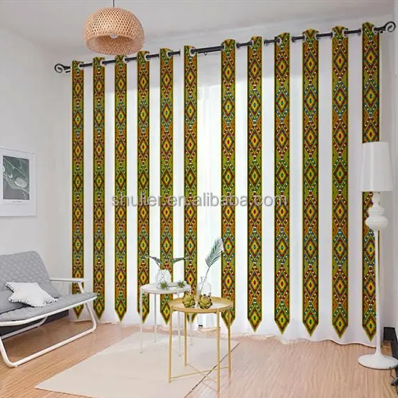 Cortinas opacas clásicas de calidad real para sala de estar, cortinas de lujo estampadas de cualquier diseño moderno, de estilo etíope