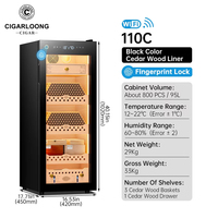 Humidor électrique pour cigares en bois de cèdre espagnol avec réfrigération par compresseur à température et humidité constantes 110C CIGARLOONG