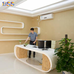 Smart Boss Office <span class=keywords><strong>Table</strong></span> Idea Contemporary Ceo Desk Elegante forma redonda <span class=keywords><strong>Executive</strong></span> Office Desk Mesa y cajones - Product Image 3