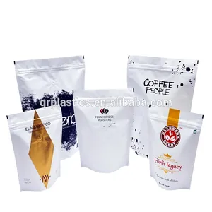 Hersluitbare Flat Box Rits Kraft Papieren Zak Chocolade Vanille Koffie Verpakking Wegwerp Stand Up Pouch Voor Voedingsindustrie