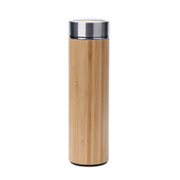 Chaolang botol termos Stainless Steel, cangkir termos terisolasi vakum baja tahan karat bambu untuk perjalanan 500ML dinding ganda Stainless Steel