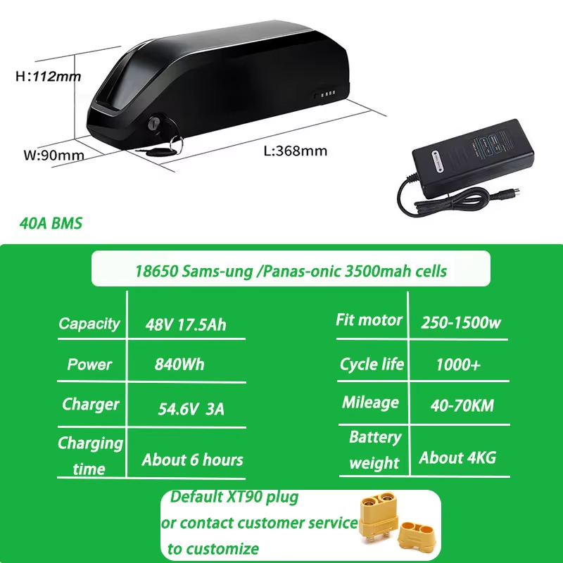 48V 17.5AH 40A BMS XT90 for 250-1500w