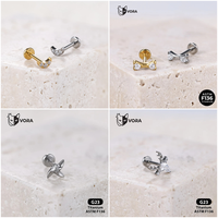 Clous de piercing en titane G23 ASTM F136 avec dos plat CZ pour cartilage, hélix, tragus – Bijoux de mode en gros