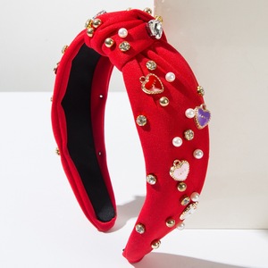 Linda banda de pelo barroco amor corazón con perla de diamantes de imitación esmalte Rosa Bowknot compromiso boda Dí<span class=keywords><strong>a</strong></span> de San Valentín dulce diademas - Product Image 2