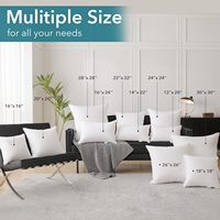 Coussins décoratifs carrés de 18 pouces, housse 100% coton 200TC, fermeture éclair, rembourrage polyester, blanc, pour canapé